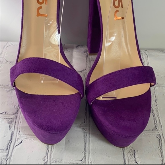 COPY - FSJ Purple Platform Suede Heels - Picture 4 of 10